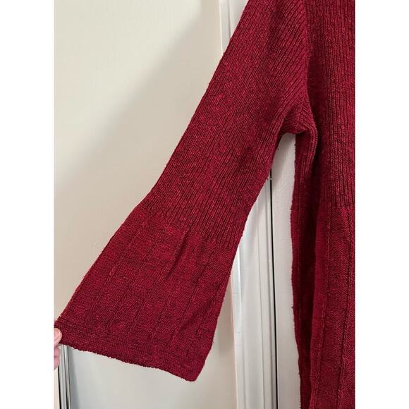 WILLOW Red Large Button Bell-Sleeve Knit Cardigan Sweater - Sz Large - Picture 3 of 5